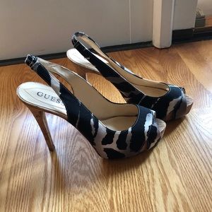 Guess Peep Toe Slingback Heels